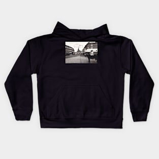 Police horse on duty during a football match - Burslem, Stoke on Trent, UK, 1996 Kids Hoodie